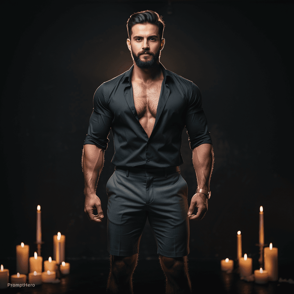 AI generated: Wide-Angle Shot, professional color grading, 1 man naked with flaccid penis, cock, handsome, hairy c...