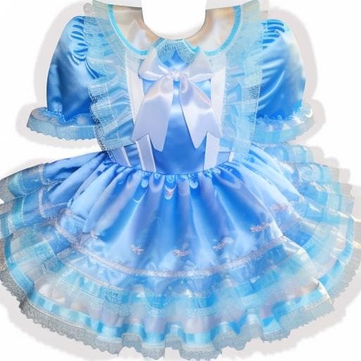 Light Blue and White Silvery Star Satin and Organza Dress