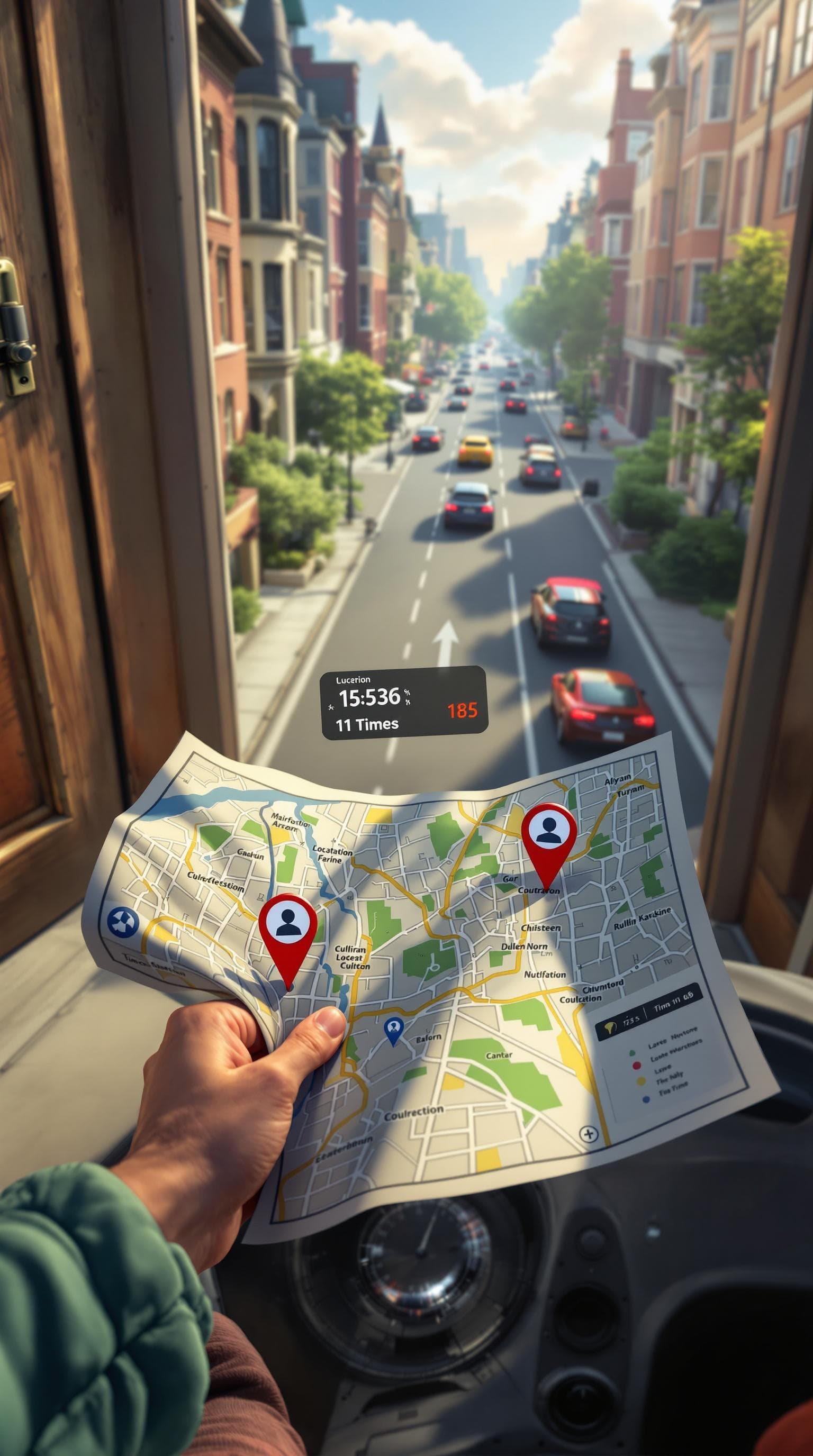 AI generated: "A first-person perspective of a person rushing through their house, grabbing a map with crucial loc...