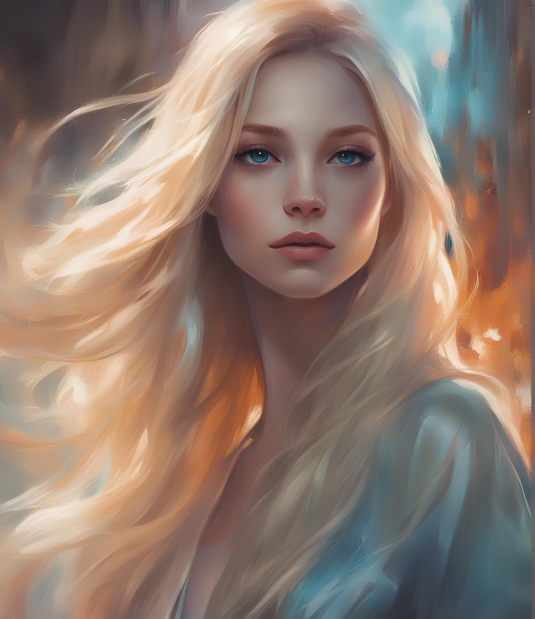 AI generated: a painting of a woman with long blonde hair, elegant cinematic fantasy art, by Ross Tran, beautiful ...