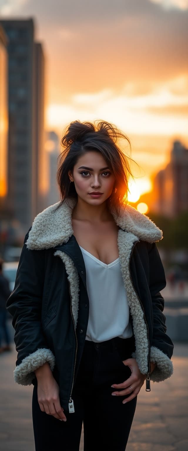AI generated: "Image is a high resolution, Full-body vertical portrait photograph, soft warm light, film-like comp...