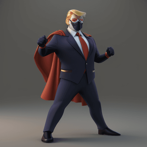 AI generated:  cartoon 3D dark, Pixar-style image : super hero Donald J. Trump: full costume with mask : cinematic...