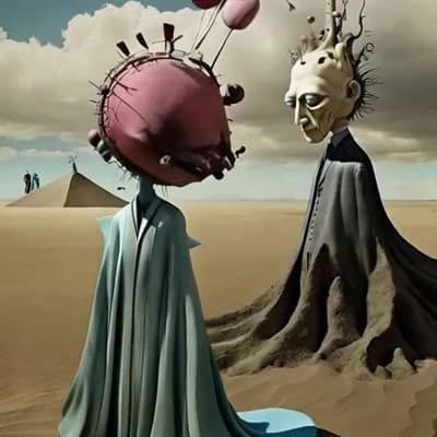 AI generated video:  ser  extraño levitando intentando comunicarse y la cabeza gira sobre si misma
