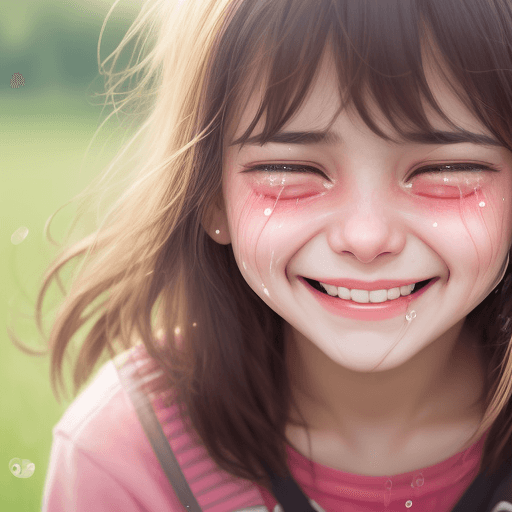 AI generated: girl with happy tears
