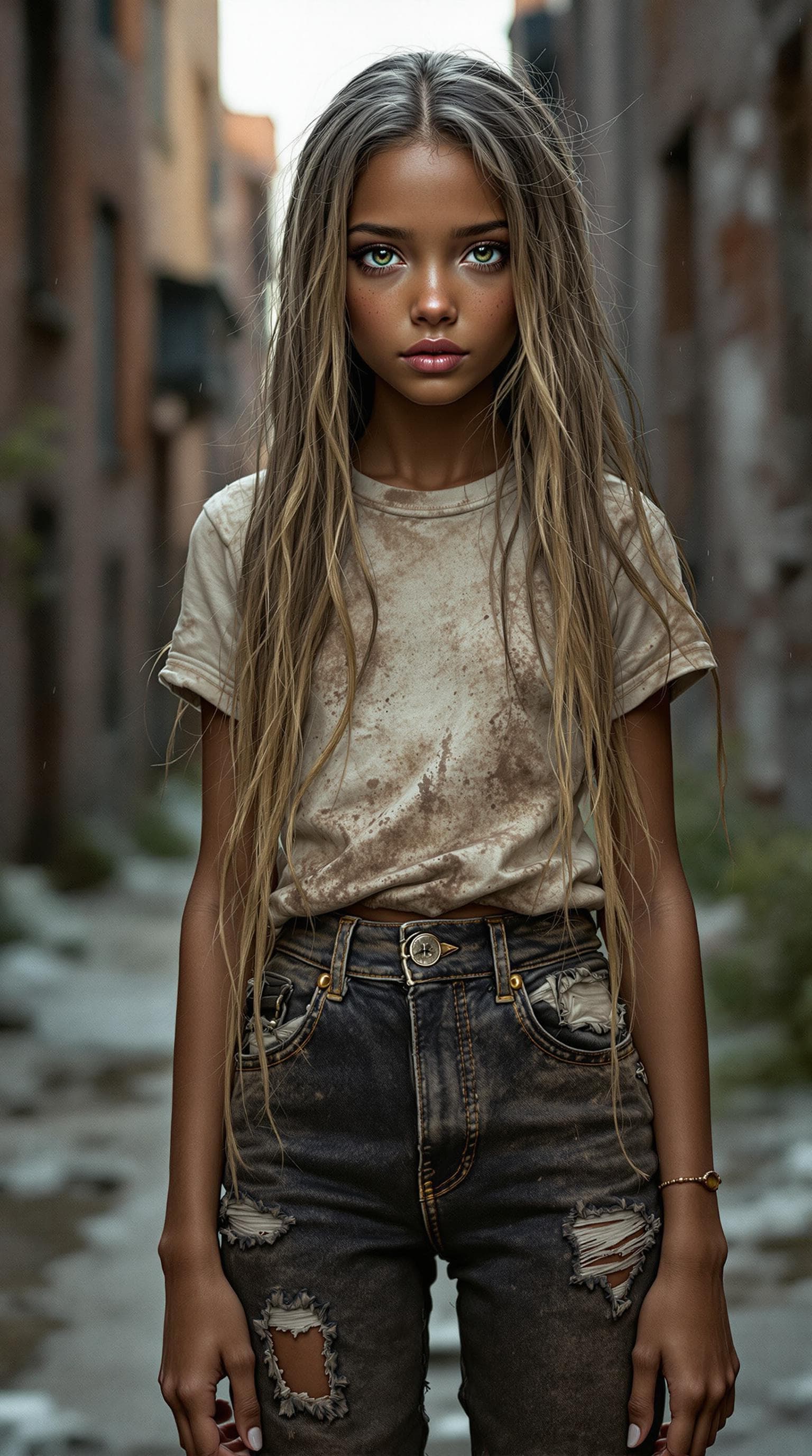 AI generated: a professional photo of a exceptionally of the most beautiful American girl (age 11) in 1960's Chica...