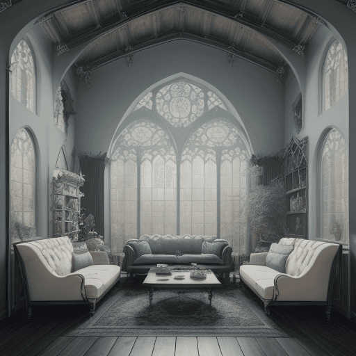 AI generated: ((Gothic theme:1.5)), 
High resolution photography interior design, dreamy sunken living room conver...
