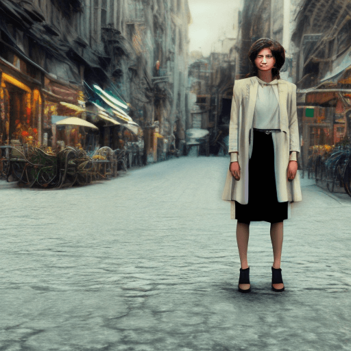 AI generated: a woman in the street cinematic --ar 16:9 upbeta --v5.1