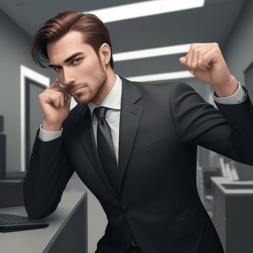 AI generated: handsome business man robs bank 