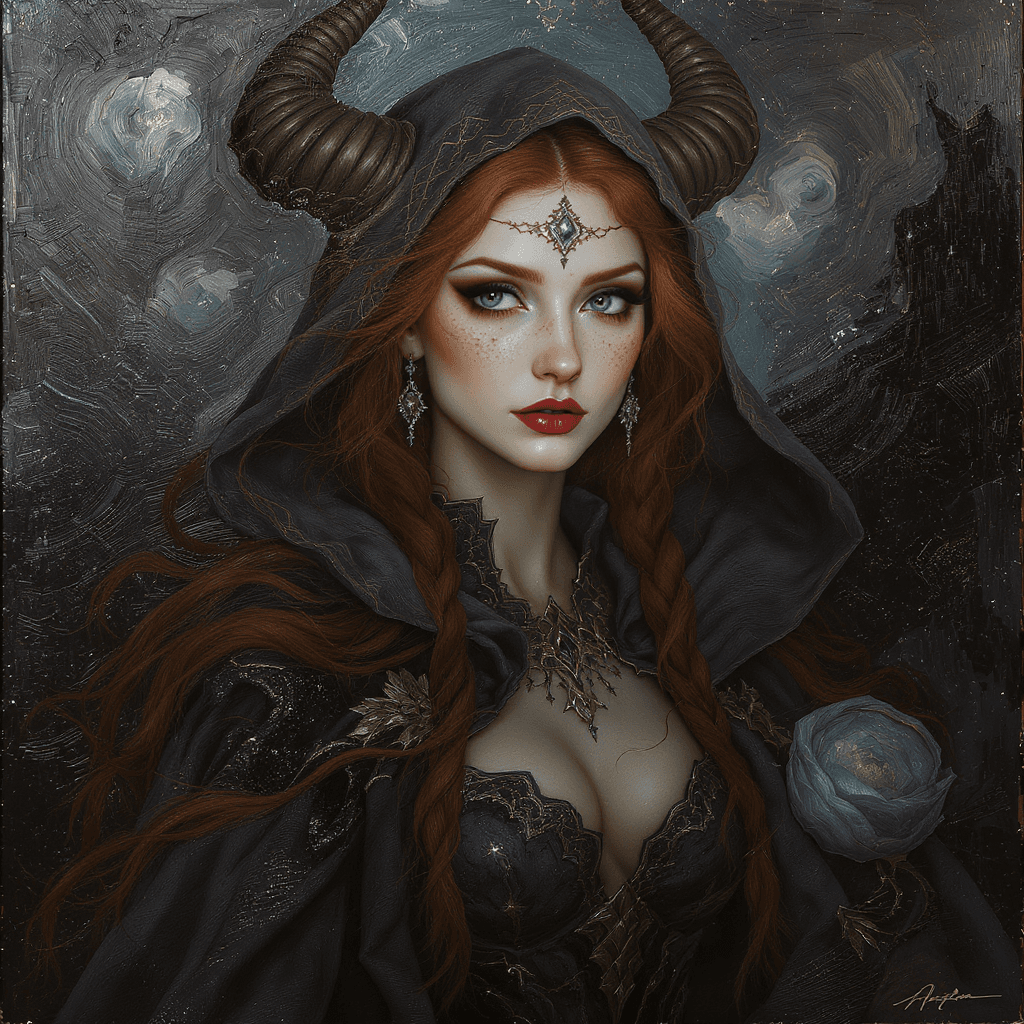 AI generated: "Ultra HD, artistic oil painting portrait with impasto and high relief texture, depicting the Lady o...