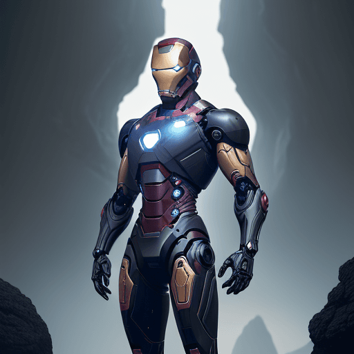 AI generated: black hole black matte no color Mechanical suit, slim fit to tall human body. Few individual parts. ...