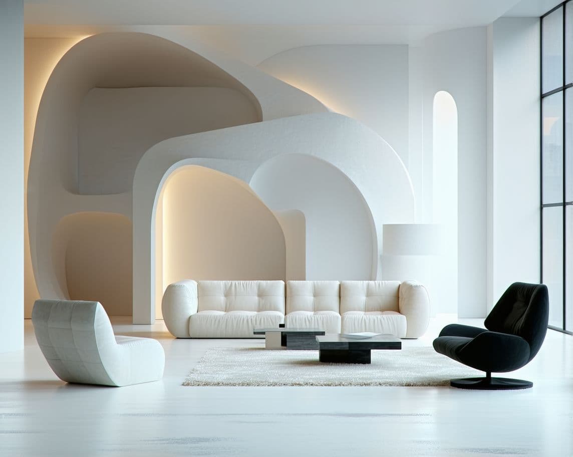 AI generated: showroom-for-modern-furniture-surreal-minimalism-by bauhaus style