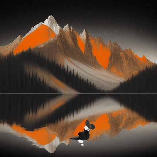 AI generated: make me photo of magician with rabbit faceless and use only 2 colour  - black and orange . face must...