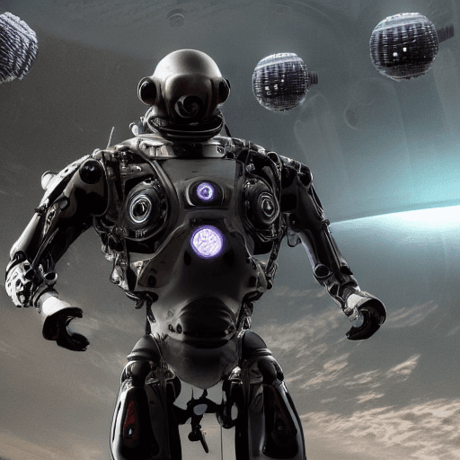 AI generated: cyborg in an exoskeleton, realistic photo, futuristics, detailed study of an alien suit, futuristic ...