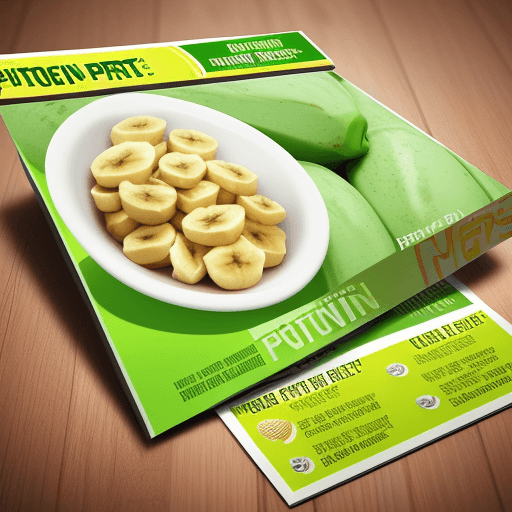 AI generated: Protein sports nutrition product card with juicy banana and benefits