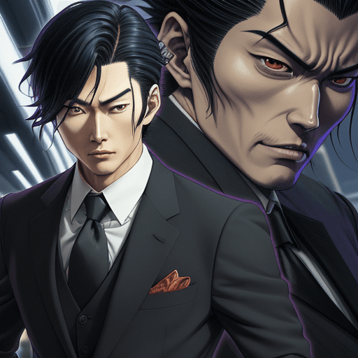 AI generated: a close up of a person wearing a suit and tie, handsome guy in demon slayer art, shinkiro toshiaki m...