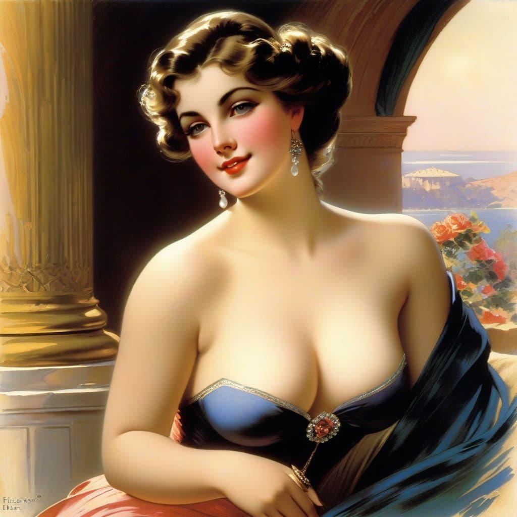 AI generated: A charming and alluring girl, amorous, coquettish, glamorous body, bikini model, beautiful face, sto...