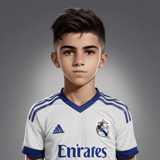 AI generated: Make me a book cover vhere the main charakter is a kid that want's to play at Real Madrid but he isn...
