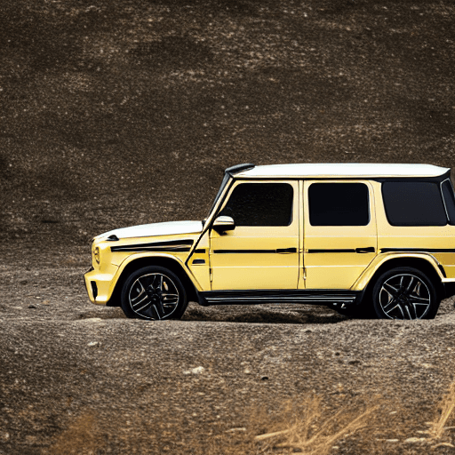 AI generated: a gold Mercedes AMG G 63, unsplash --v 5. 2