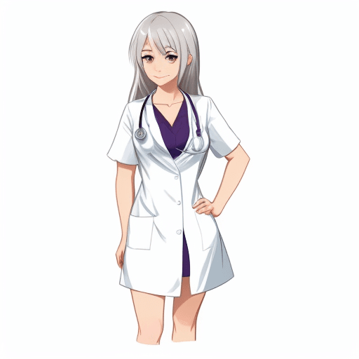 AI generated: /imagine cute medical women, 2D, white background outline V5