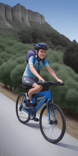 AI generated:  Una escena ciudadana de dos adultos mayores montando bicicletas de montaña en una ruta ciudadana ar...