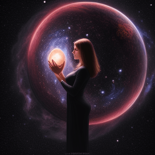 AI generated: woman holding the universe