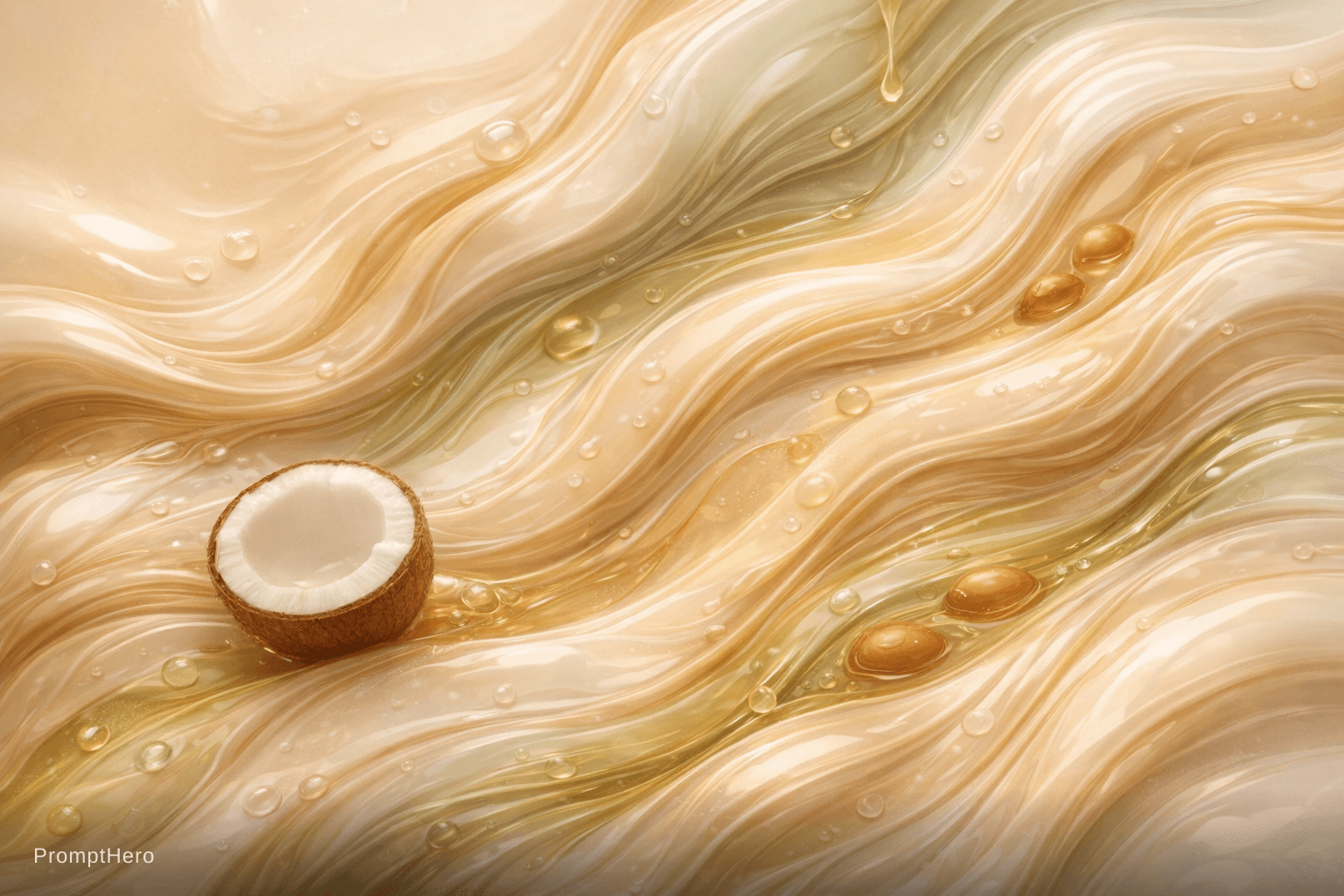 AI generated: A high-end abstract fluid composition with smooth, continuous flowing liquid waves and elegant marbl...