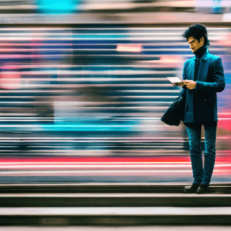 AI generated: photography, front view, full-body shot, artistic image capturing the essence of urban hustle with a...