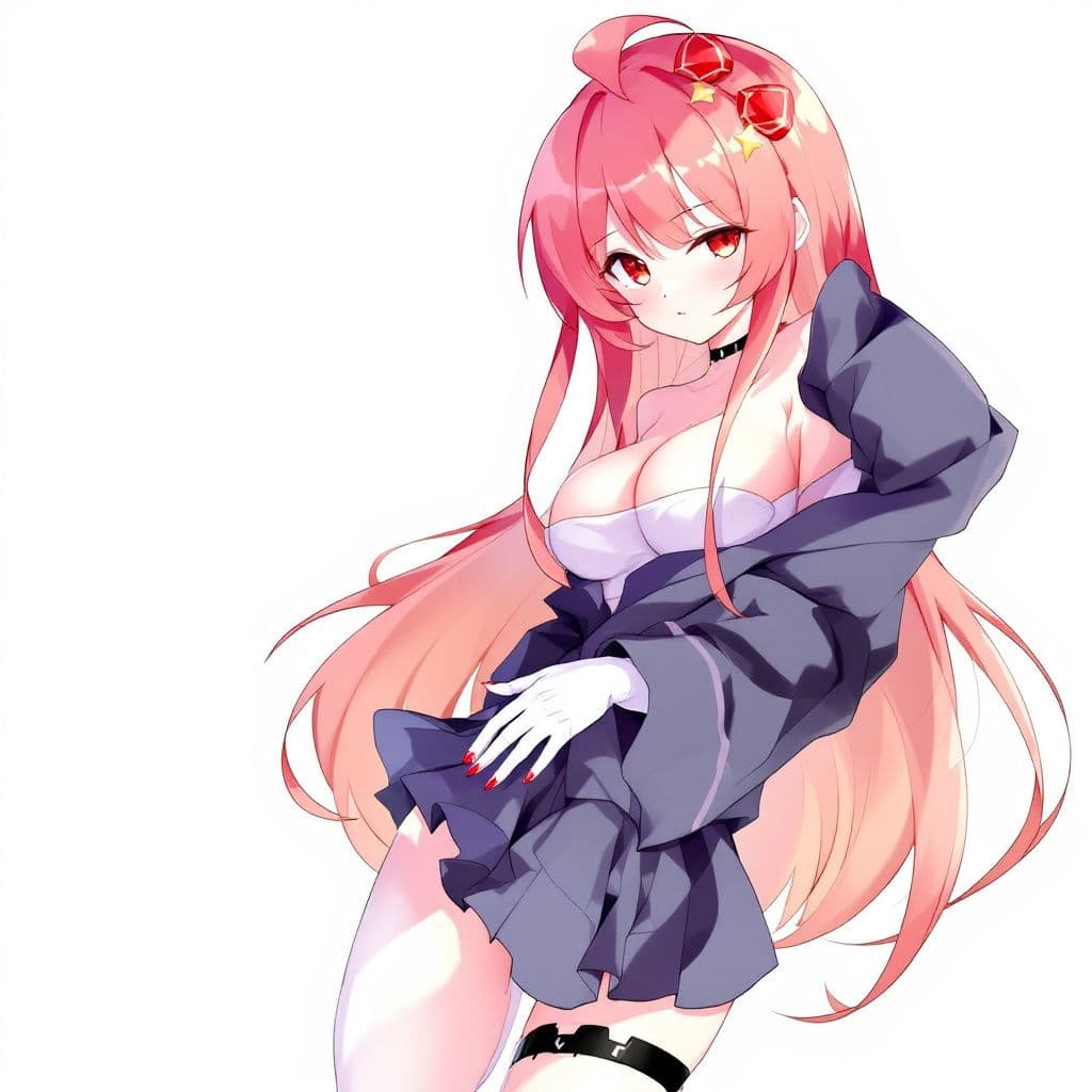 AI generated: Anime, Girl, Half-Clothed, Posing