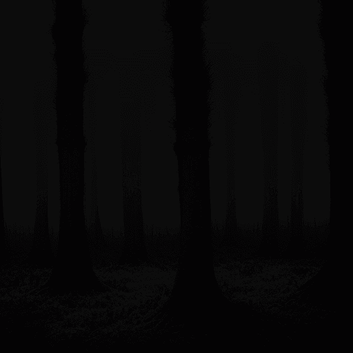 AI generated: a photo of An eerie forest overtaken by radiotrophic fungi, radiation, towering fungi with dark,  co...