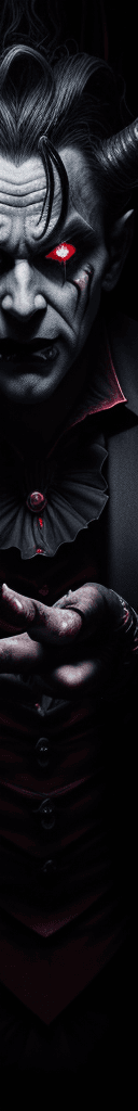 AI generated: A devilish, sinister, and madman master showman leading a dark grotesque circus show, dark circus sh...