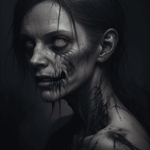 AI generated: portrait of @me as a zombie, decaying skin and clothing, dark and eerie, highly detailed, photoreali...