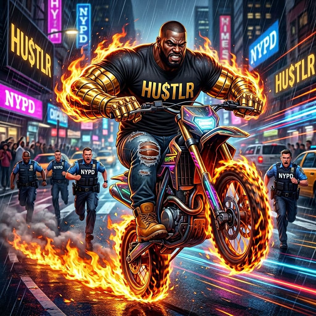 AI generated: A gritty,hyperrealistic illustration frontal view full body 3d illustration of a giant african ameri...