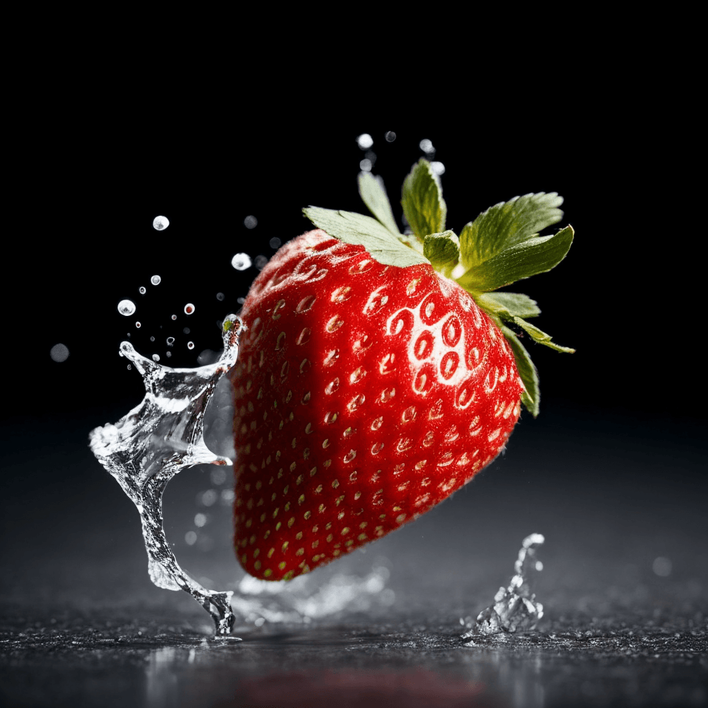 AI generated: diverse strawberries falling through the air, unreal engine 5 style, animated gifs, soft focus, shar...