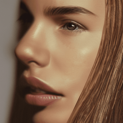 AI generated: a close up of a woman with long hair, by Juan O'Gorman, adriana lima, perfect face , light brown col...
