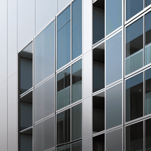 AI generated: Transparent aluminum for windows and facades in a building