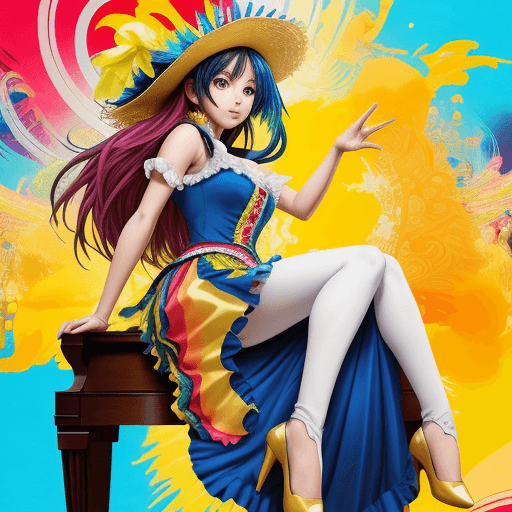 AI generated: Create an anime-style artwork depicting a vibrant scene to celebrate Colombia's Independence Day. Th...