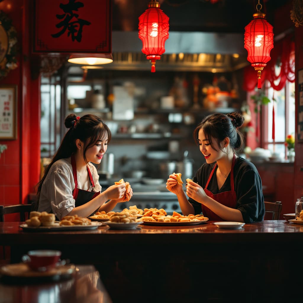 AI generated: High resolution photography with a certain kitch style of the interior of a kitchen of a Chinese res...