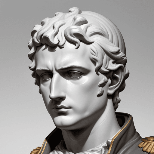 AI generated: napoleon sculpture, head of Hadrian, close up, grey background --ar 71:129 --stylize 750 --v 6