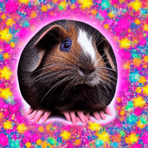 AI generated: a photorealistic portrait of a feminist guinea pig , surrounded by glitter in heaven, beautiful phot...