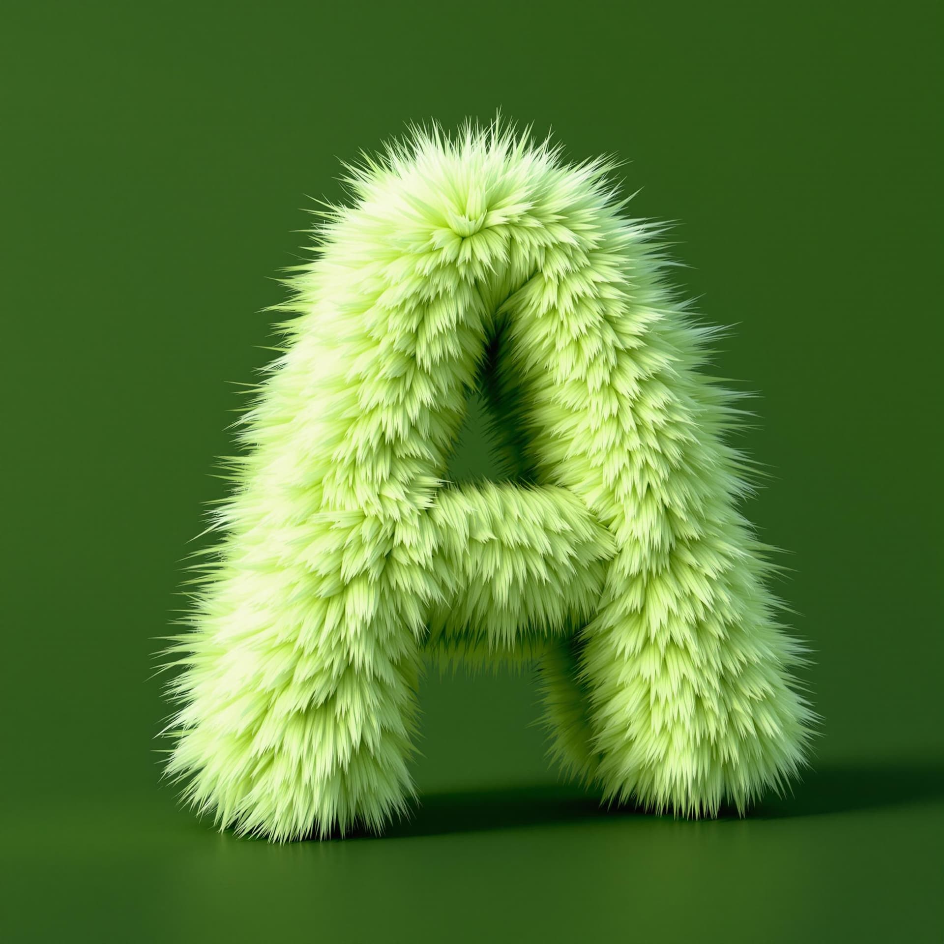 AI generated: The letter A made of avocado texture, a fluffy 3D, blender and unreal engine, high quality, volumetr...