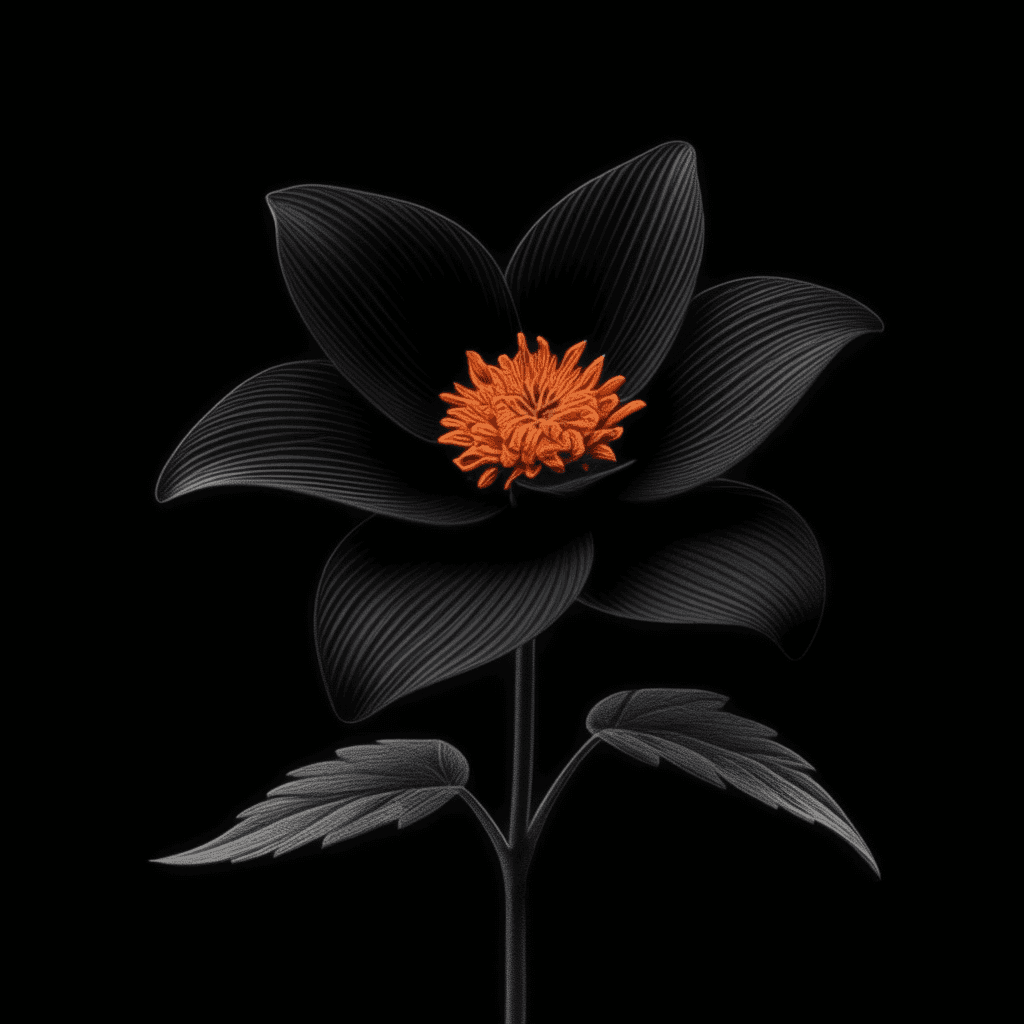 AI generated: Completely black screen, absolutely nothing, pure black, detailed, with the Celtic orange flower wit...