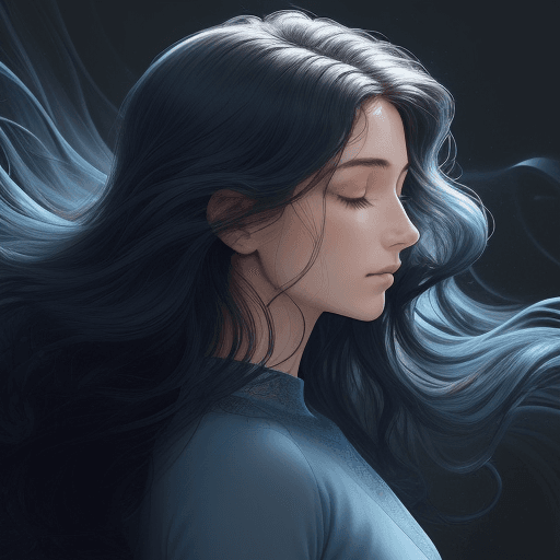 AI generated: A vertical image of a serene woman in profile. His features are soft and detailed against a dark bac...