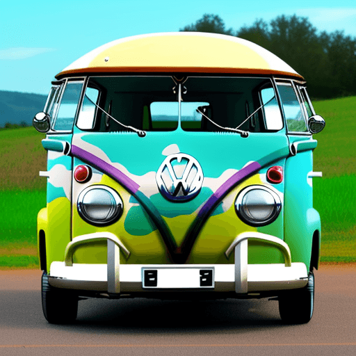 AI generated: old volkswagen bulli painted like the 1960's