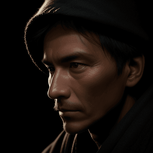 AI generated: close-up wanderer man on a dark background whose face is not visible