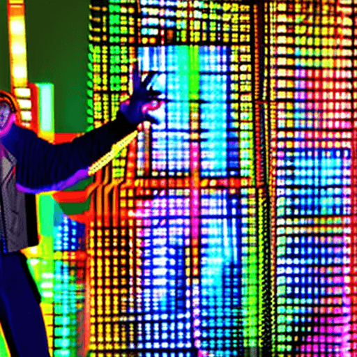 AI generated: Futuristic tiger wearing a punk jacket, coloful neon background lights