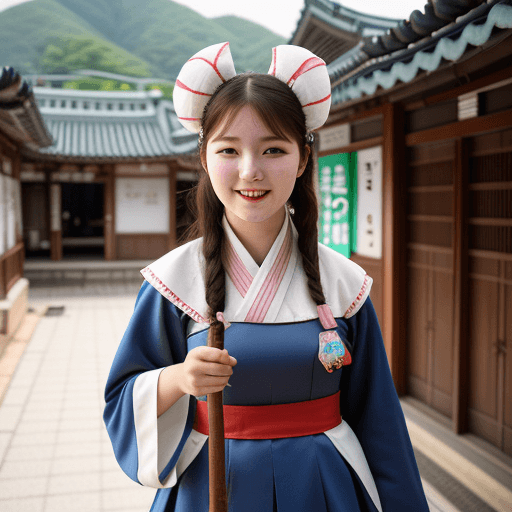 AI generated: Young woman in old costume in South Korea