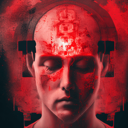 AI generated: high resolution portrait destroyed red ai mind
