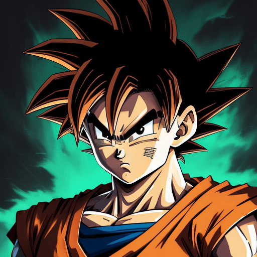AI generated: dragon ball, portrait of goku, in the style of street art aesthetic, cute cartoonish designs, photo-...
