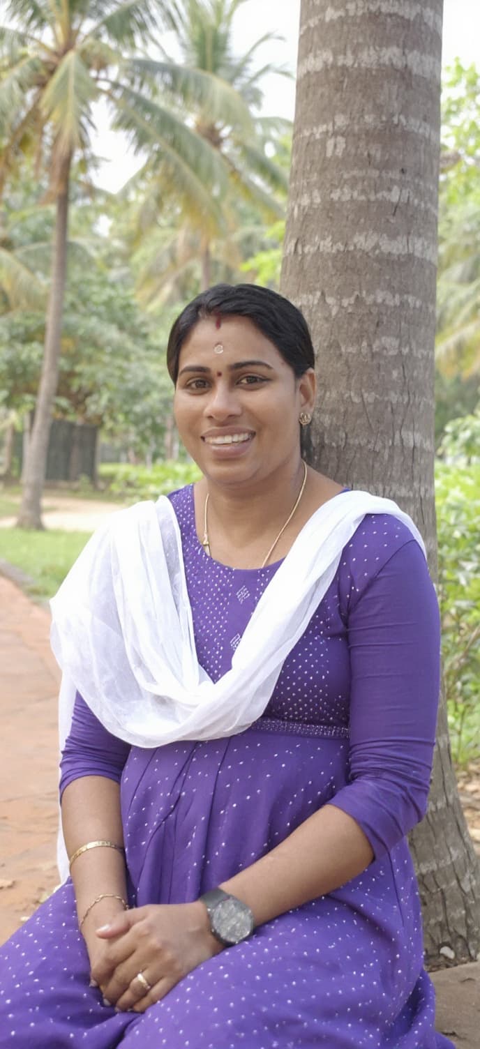 AI generated: Create an Alappuzha inspired portrait of the uploaded adult leaning softly against a palm tree with ...