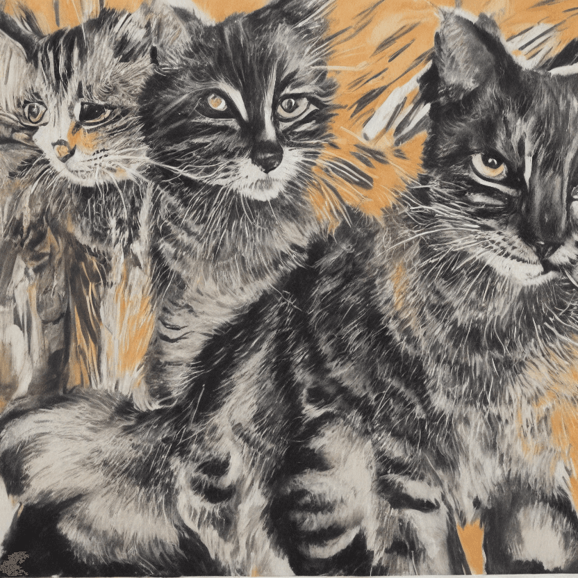AI generated: feline animal painting in style of Raymond Pettibon